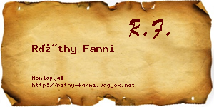 Réthy Fanni névjegykártya